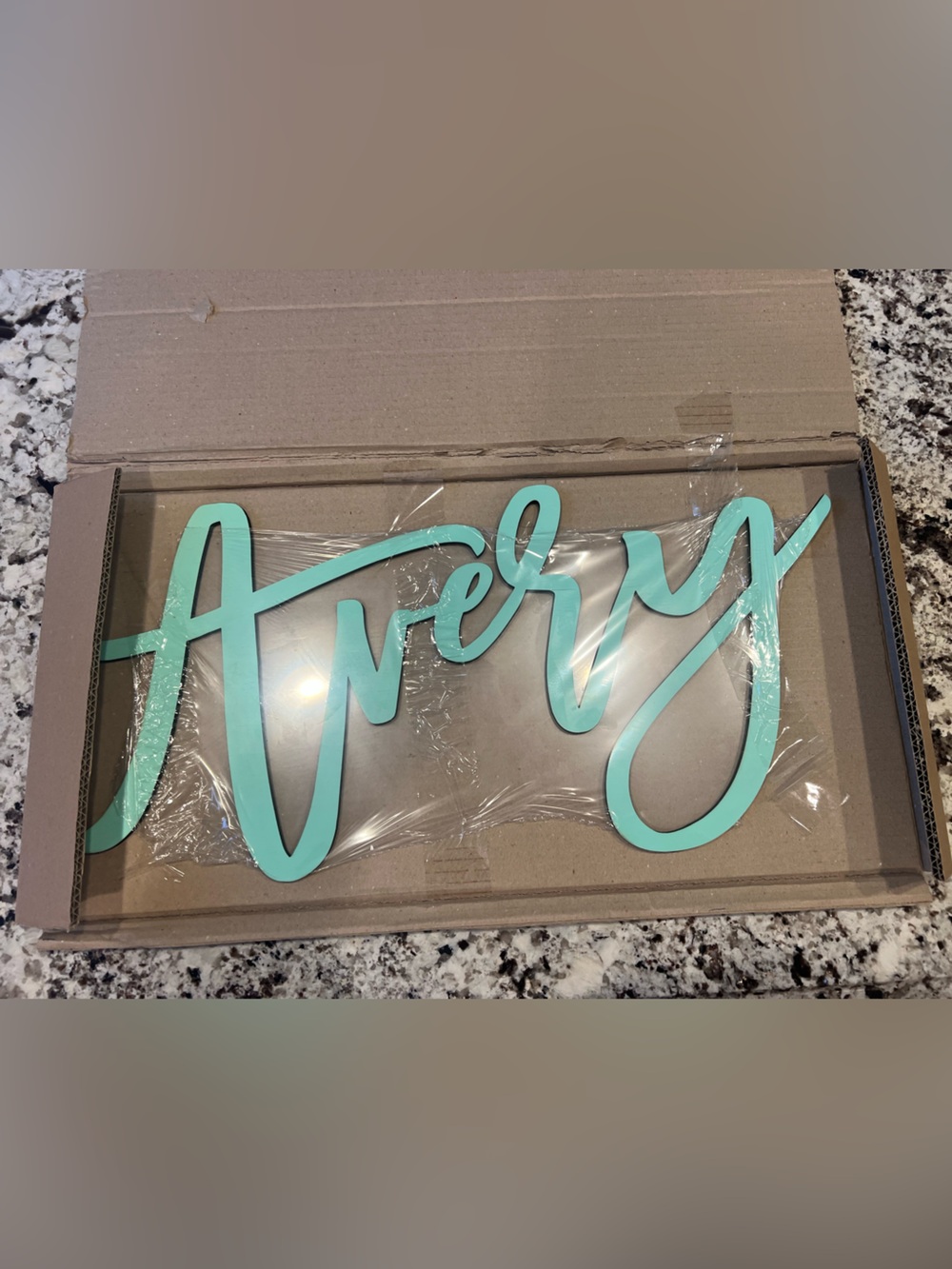 Custom Name Sign "Avery" in Teal Script